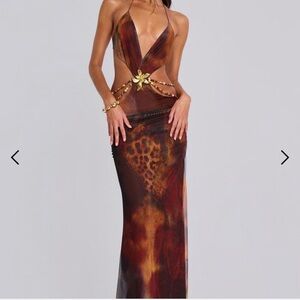 Jaded London Vida Backless Maxi Dress in Whiskey